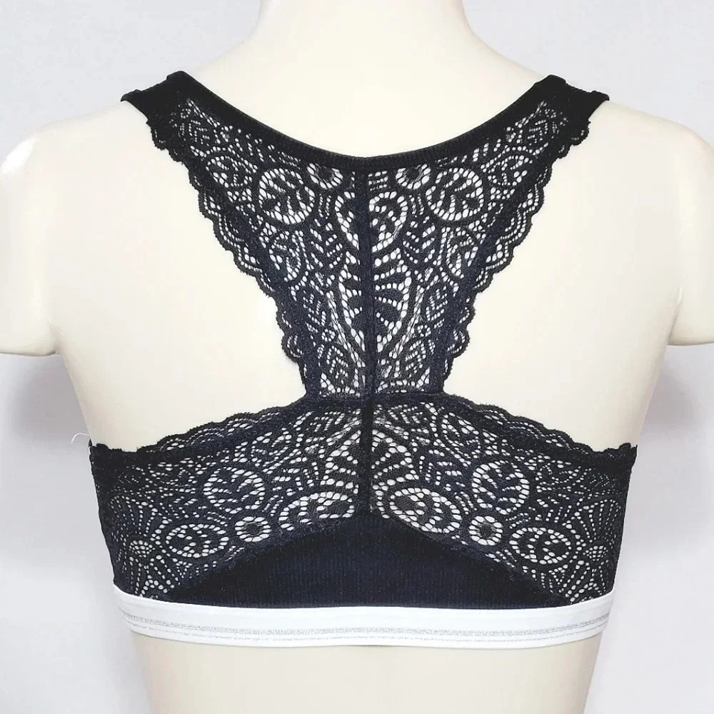XS X-SMALL‎ Xhilaration Sporty Rib Lace Racer Wire Free Bralette Black NWT